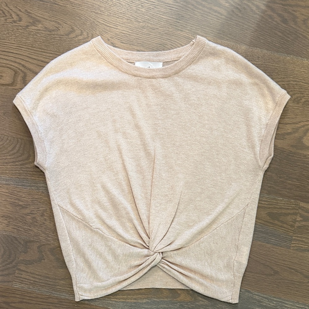 Women's Beige Knotted Sleeveless Sweater